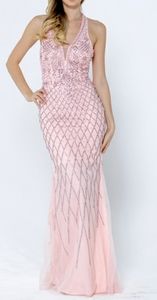 Sheath beaded long formal evening mother of the bride gown